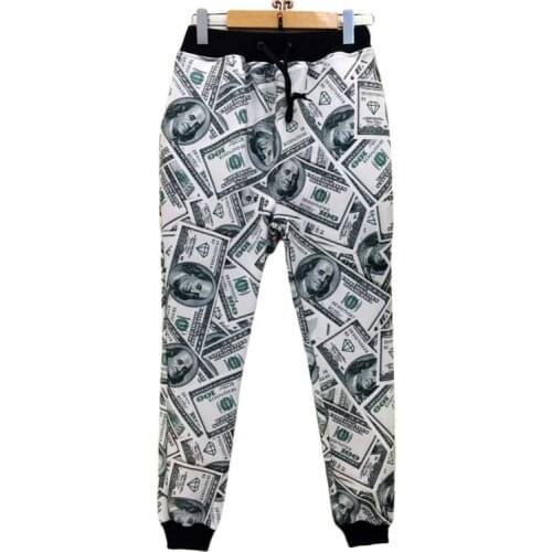 CJLM Men Jogger Pants Casual Fashion Dollars 3D Printed Paper Money Unisex Long Length Trousers Plus Size Comfortable Sweatpants
