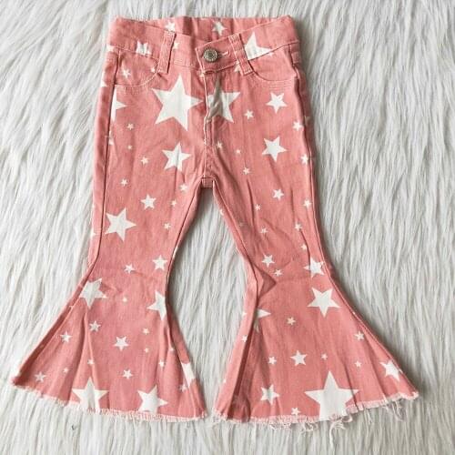 Kids Fashion New Style Stars Pattern Pants Baby Girl Cute Jeans With Elastic Waist Teenagers High Quality Bell Pants