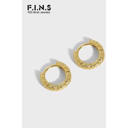 F.I.N.S Korean Minimalist Geometric Circle S925 Sterling Silver Ear Buckle Uneven Concave Convex Small Hoops Ear Fine Jewelry