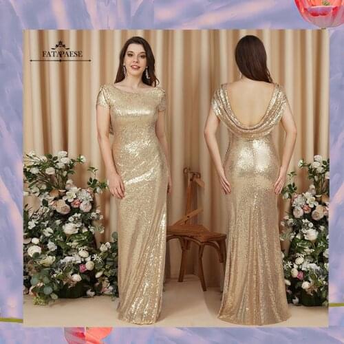 FATAPAESE Glitter Women Mermaid Dresses Sequins Prom Bridesmaid Dress Wedding Party Evening Gowns Formal Clothing Vestido Gala