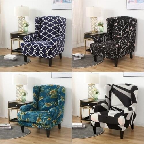 Geometric Wingback Chair Slipcover Stretch Spandex Wing Chair Cover Modern Floral Elastic King Back Office Chairs Covers