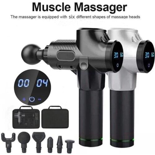 6 Head LCD Display Body Massage Gun Muscle Exercises Relaxation Electric Massager Gun Relief Pain Slimming Shaping 3200r/min