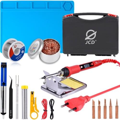 JCD soldering iron Plastic box kit LCD temperature adjustable solder iron ESD Heat Insulation Working Mat Welding rework tools