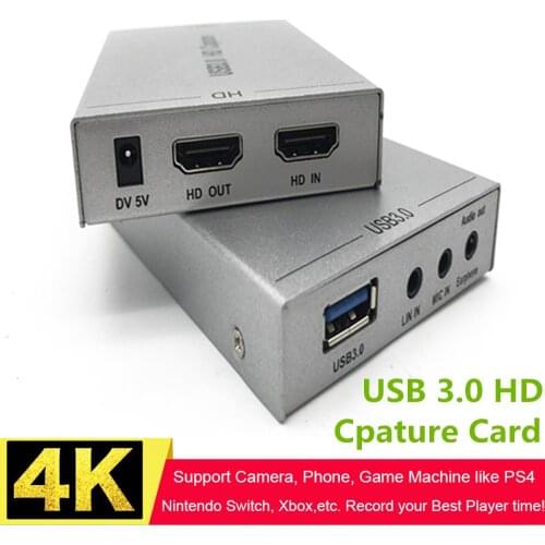 USB 3.0 HDMI Video Capture Card 1080p Capture Card Recorder Box Device for Live Streaming Video Recording with audio MIC