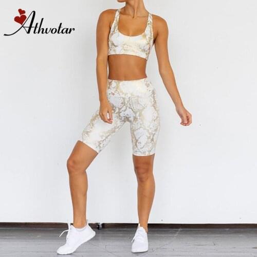 ATHVOTAR Snake Pattern Yoga Shorts Set Women Sports Sets Moisture Wicking Gym Clothes Women Quick Drying Fitness Shorts Suits