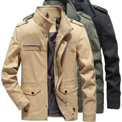 2021Autumn Jacket Men 100% Cotton Business casual Cargo military Multi-pocket Mens Jacket Coats Male Chaqueta Hombre Windbreaker