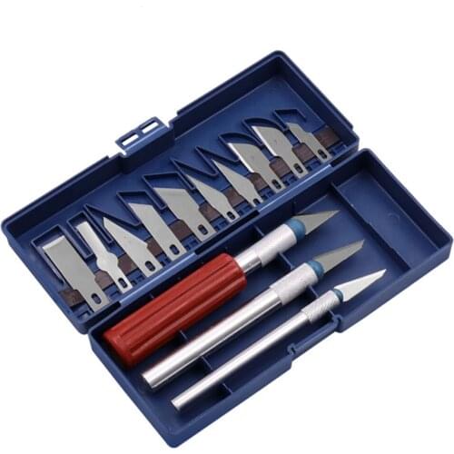 Non-Slip Metal Scalpel Knife Tools Kit Cutter Fruit Engraving Craft Knives With 10pcs Blades Paper-Cut Model Making Hand Tools
