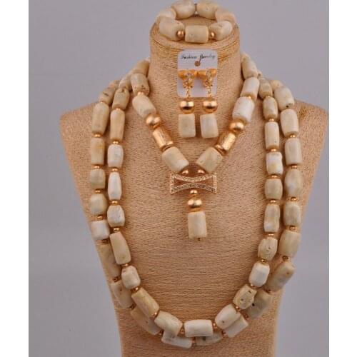 White Coral Beads Jewelry Set Costume Necklace African Set Nigerian Wedding Bridal Jewelry Sets Bride Set 2-02C1