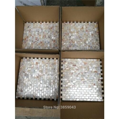 Natural color freshwater shell mother of pearl mosaic tile for kitchen backsplash and bathroom wall tile brick pattern qch184