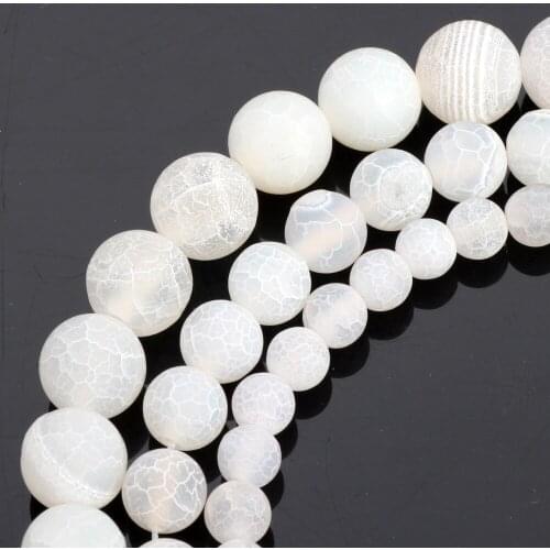 Olingart 6MM/8MM/10MM Matte Frosted White dyeing White stripe Natural Stone Loose Round Beads DIY necklace Jewelry Making NEW