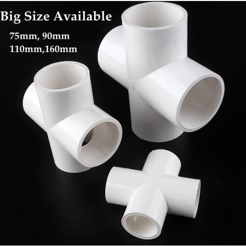 Wholesale ID 63/75/90/110/160mm Cross 4 Ways Connector PVC Pipe Fittings Irrigation System Watering Large Size 4-Way Quick Joint