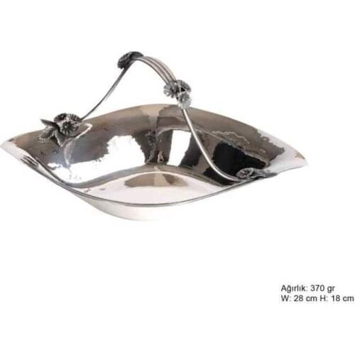 Orchid Motif Silver Basket