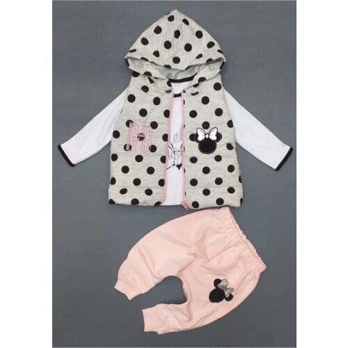 Newborn Essentials Baby Children Girl Clothing 3 Pcs Set Soft Cotton 3-18 Months T-Shirt Body Hooded Vest Trousers Baby Gift Set