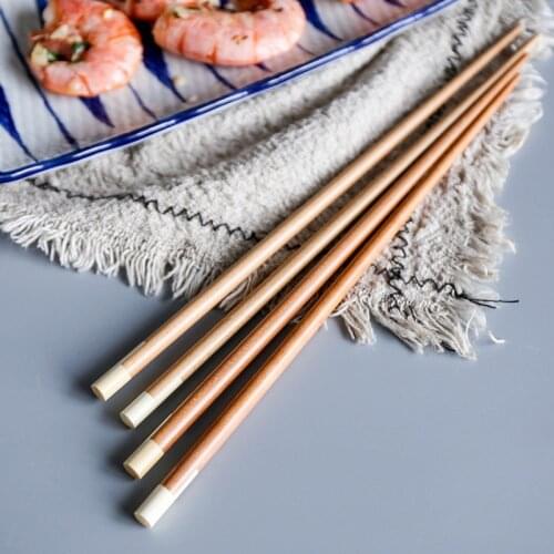 10 Pairs KINGLANG Japanese Nice Design Bamboo and Wood Spliced Chopsticks 24cm Long Wholesale Chopsticks