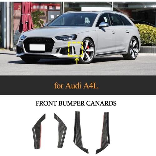 For A4 B9 Front Bumper Fins Canards For Audi A4 B9 2017 - 2020 Car Front Bumper Air Vents Canards Fins Splitters Carbon Fiber