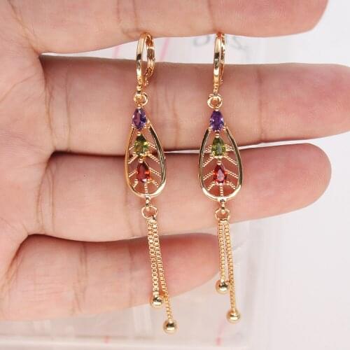 Luxury Bohemian Dangle Earrings for Women 's earrings red natural zircon stone Trendy Jewelry for Party Wedding accessories Gift