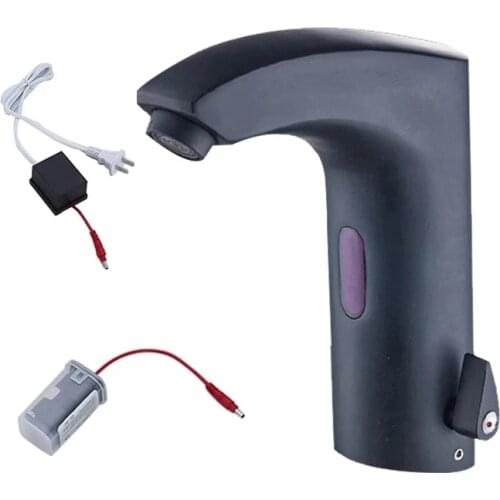 Brass White Sensor Basin Faucet Electric Touch Bathroom Faucet Sink Basin Tap Hot Cold Mixer Crane Battery/Socket Style