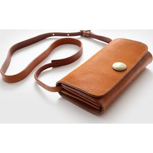 Genuine Leather Messenger Bag For Women Vintage Luxury Cowhide Small Handbag Shoulder Crossbody Cltuch Bags Long Wallet Female