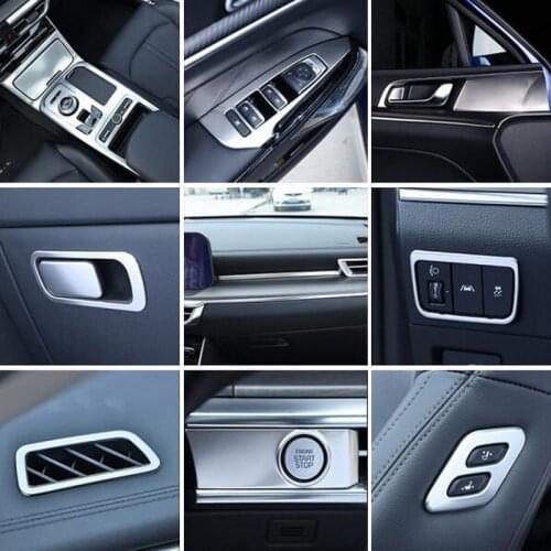 Tonlinker Interior Moulding Parts Panel Cover Sticker For KIA K5 OPTIMA 2020-21 Car Styling 1/4 PCS Stainless steel Silver Matte