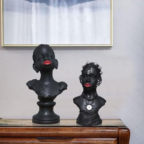 CREATIVE AFRICAN CHARACTER STATUE DECORATION BAUBLE VINTAGE ART HOME SCULPTURE