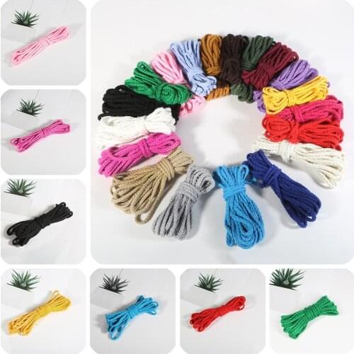 5yards 6mm Polyester Cotton Rope Craft Decorative Twisted Cord Rope For Handmade Decoration DIY Lanyard Ficelles Couleurs Thread