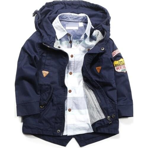 Spring Autumn Jacket Boys Boys Outerwear Windbreaker Long Sleeve Children Hooded Trench Coat for toddler 7 8 9 10 11 12 Years