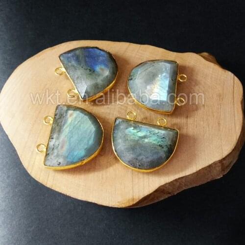 WT-P805Charm Labradorite Semicircle Stone Pendant For necklace natural labradorite stone pendant semicircle shape