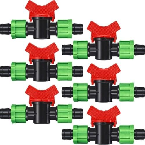 Drip Irrigation Shut-Off Valve 1/2 Inch Universal Drip Irrigation Tubing Coupling Valve, for with 16mm Drip Tape Tubing