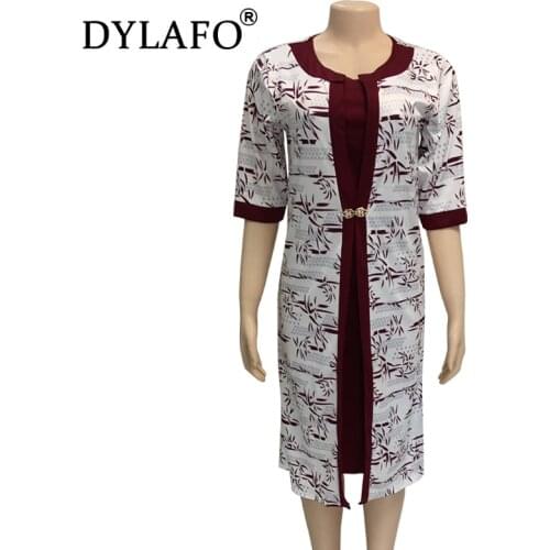 Two Piece Set Outfits Women African Clothes Print Long Coat Elegant Dress Suit Plus Size 3XL Dress Suit Office Lady