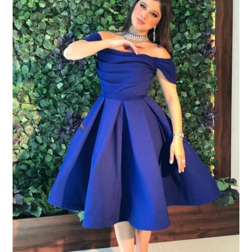 Vintage Short Taffeta Royal Blue Evening Dresses with Pockets Lace Up Back Abendkleid Formal Party Gown with Pockets for Women