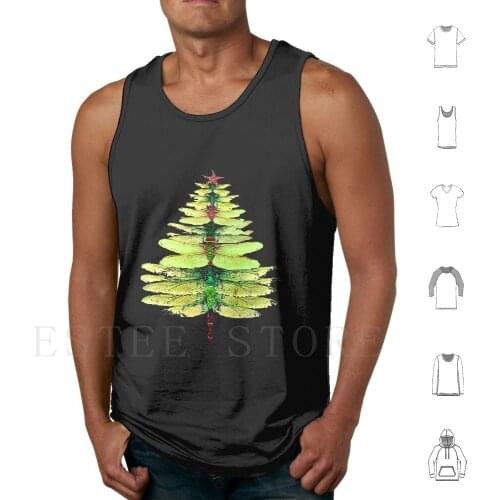Dragonfly Christmas Tree Print Tank Tops Vest Sleeveless Dragonfly Christmas Tree Dragonfly Christmas Tree Dragonfly