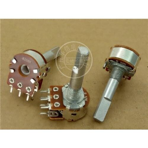 1pcs/lot 148 double potentiometer B50K B100K B250K handle length 30MMF / CC with the midpoint