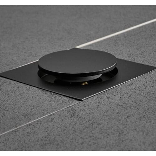 1pc Pop Up Foot Floor Drain Brass Chrome Plated Bathtub Push Down Deodorization Type Square Modern Floor Cover Plug 10*10cm