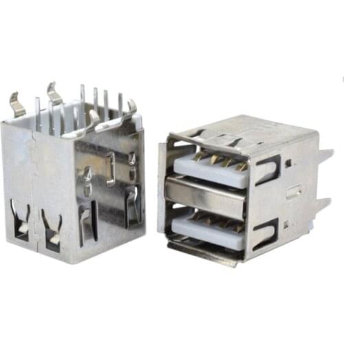 10 pcs/lot Double layer Type A USBfemale socket Straight/Bent Foot Connectors USB Crimping Charge Jack Plug Wire Adapeter