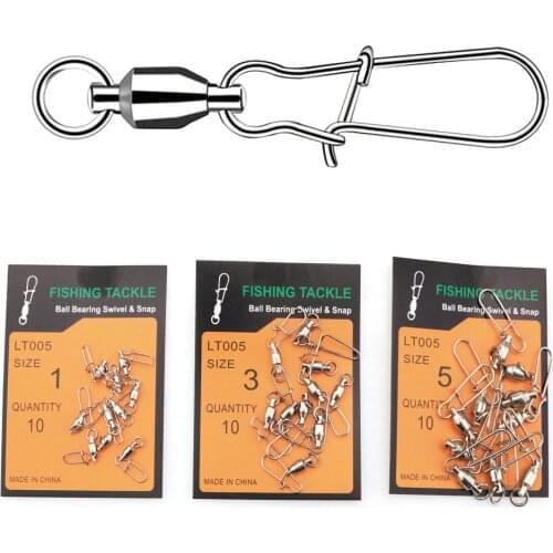 OBSESSION10pcs/bag 1# 3# 5# Stainless Steel Strong Ball bearing Swivel Fishing Connector Interlock Snap Fishing Accessories