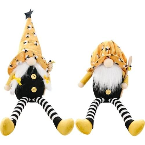2 Pcs Long Legs Bee Gnome Faceless Doll Ornament Room Desktop Decor Scandinavian Tomte Nisse Dwarf Swedish Figurines Elf