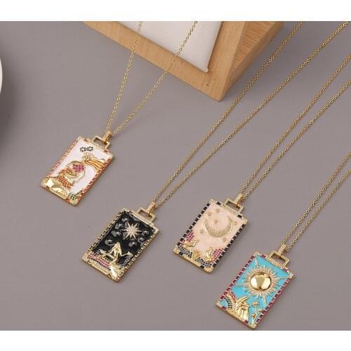 3Pcs High quality Pendant Necklace fashion Enamel Zircon Pattern Pendant Jewelry Gift Fashion Jewelry mix color