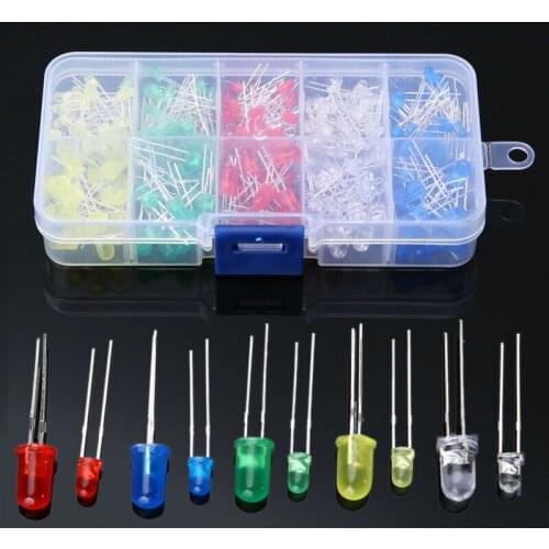 300pcs Light Emitting Diodes Electronic Components 3mm Assorted Color DIY LED Light Emitting Diodes Set Box