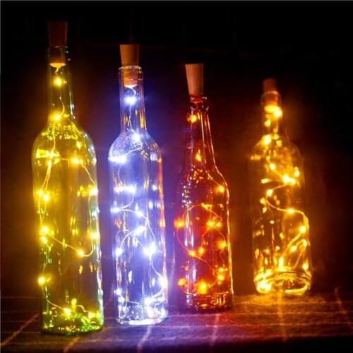 5Pcs 2M Fair Bottle Stopper Night Lights 20 Led Copper String Light LED Wine Bottle Cork Warm White Home Party DIY Copper Wire