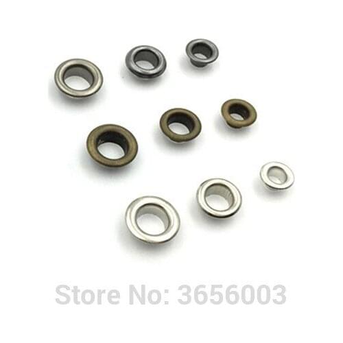 500 sets / lot 5mm inner 2# metal brass eyelets with washer small round metal grommets nickle/Black/Bronze