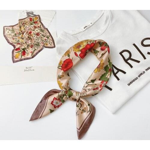 Aurdolf 2020 new stripe scarves women hair novelty silk square foulard ladys neck hair scarf printed flowers fashion girl scarf