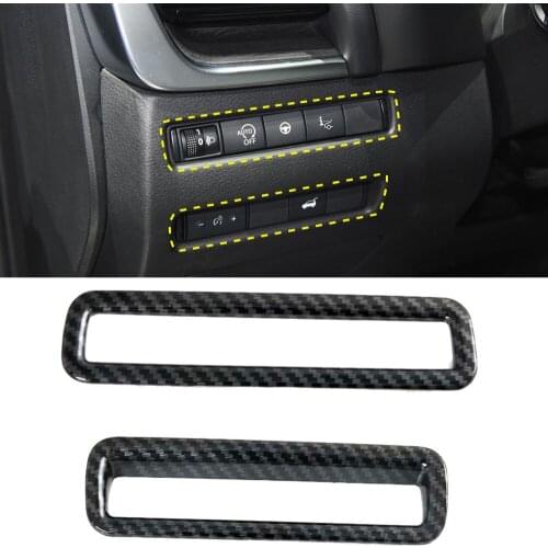 Car Accessories for Nissan Rogue X-Trail T33 2021 2022 Carbon Fiber Printed Interior Head Light Adjust Buttons Cover Trim 2pcs
