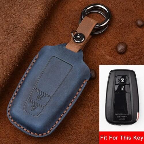 Car Leather Remote Key Cover Case Holder For Toyota CHR Prado 2017 2018 Prius Camry Corolla RAV4 2017 2018 2019 2020 Accessories