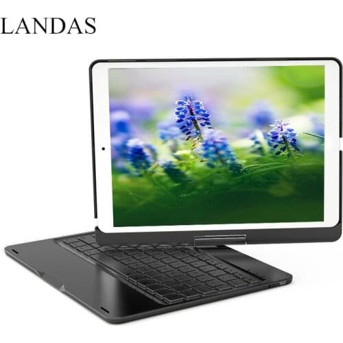 Landas For iPad 2018 Keyboard Case 360 Rotation 7 Backlit Bluetooth Wireless Keyboard For iPad 9.7 2018 Case Stand Cover A1893