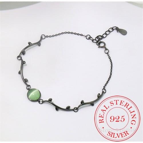 925 Sterling Silver Round Leaf Charm Bracelet For Women Bracelet &Bangle Fashion Jewelry Birthday Party Gift