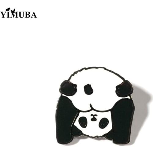 New Cute Cartoon Panda Butt Metal Enamel Pin Denim Shirt Collar Lapel Pins Badges Brooches for Friends Kids Gift Animal Jewelry