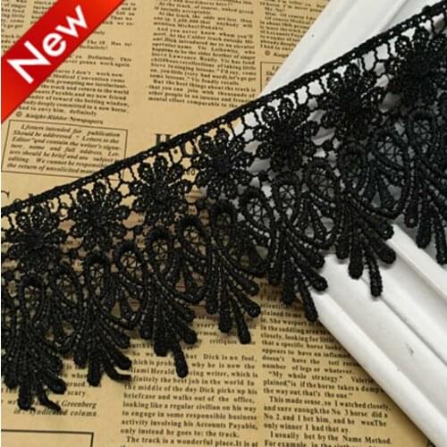 Hot 1Yard/Lot DIY Lace Fabric Sewing 9Cm Black/White Embroidered Net Lace Fabric Trim Ribbons On Cloth Handmade Craft Materials