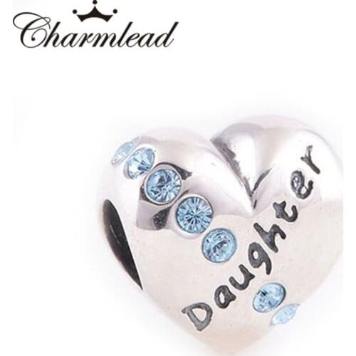 Charmlead Fits Bracelet 925 Sterling Silver Beads Heart Daughter Charm Jewelry