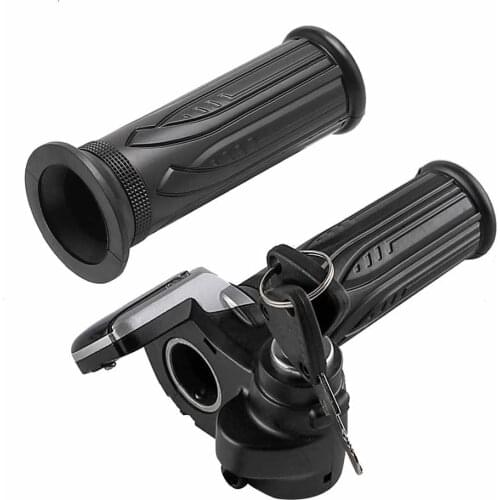 TDPRO Black Throttle Grips With Electric Key Lock 24V/36V/48V Replacement For E Bike Scooter