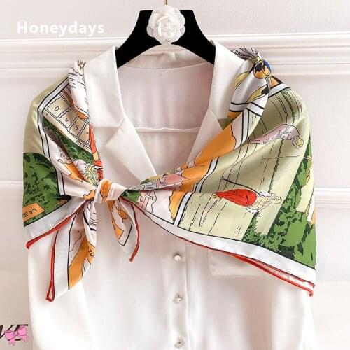 Designer Exquisite Pattern Square Silk Scarves Fashion All-match Handkerchief Shawl Chiffon Hijab Pareo Beach Muslim Women Hijab